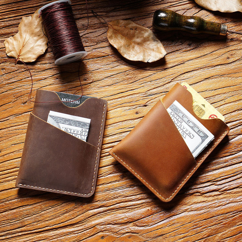 Men's Crazy Horse Leather Card Holder & Coin Purse | Aladinae