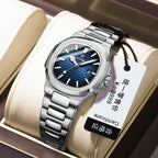 Women's Gold Blue Quartz Watch - Steel Band, Waterproof