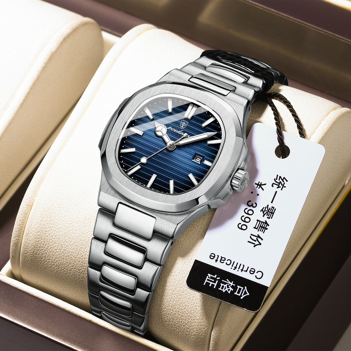 Women's Gold Blue Quartz Watch - Steel Band, Waterproof