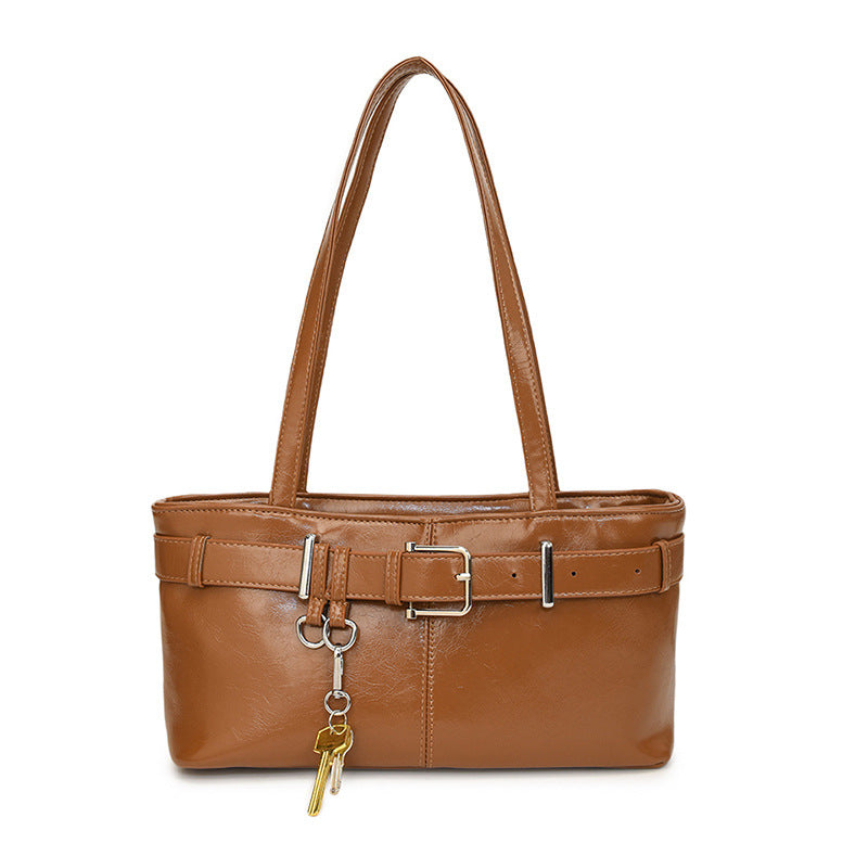 Niche high-end commuter shoulder bag for women 2024 new autumn and winter retro all-match hot girl motorcycle underarm bag