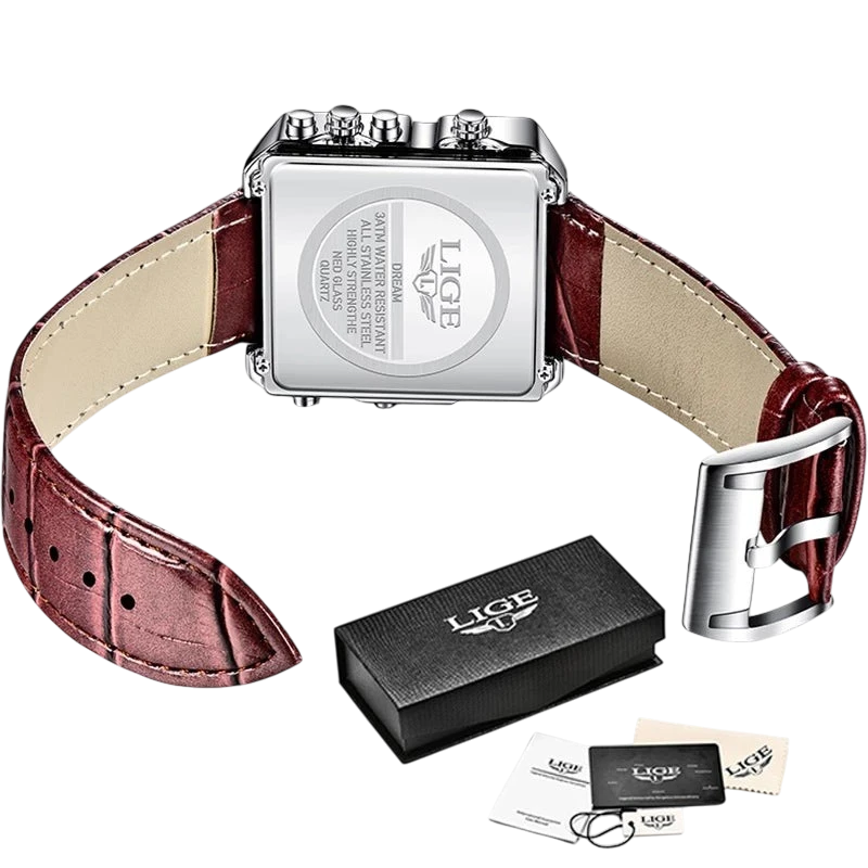 LIGE new electronic quartz dual display watch men's waterproof watch multi-function electronic watch quartz watch