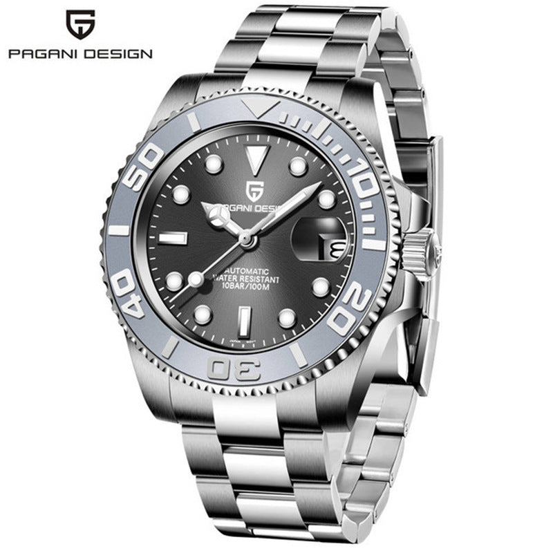 Men's White Automatic Mechanical Watch - Waterproof 100m