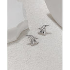 655 Korean version of ins original design simple and versatile seagull series texture S925 sterling silver earrings for women