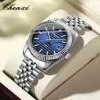 Men's Silver White Dial Quartz Watch - Calendar, Waterproof