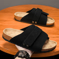 Men's Black Cork Sandals - Velcro, Non-Slip
