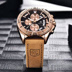 Men's Quartz Watch - Half-Fan Calendar, Folding Clasp