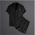 Men's Black & White Striped Hawaiian Shirt | Aladinae