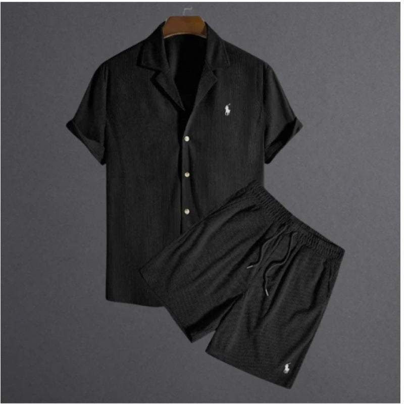 Men's Black & White Striped Hawaiian Shirt | Aladinae