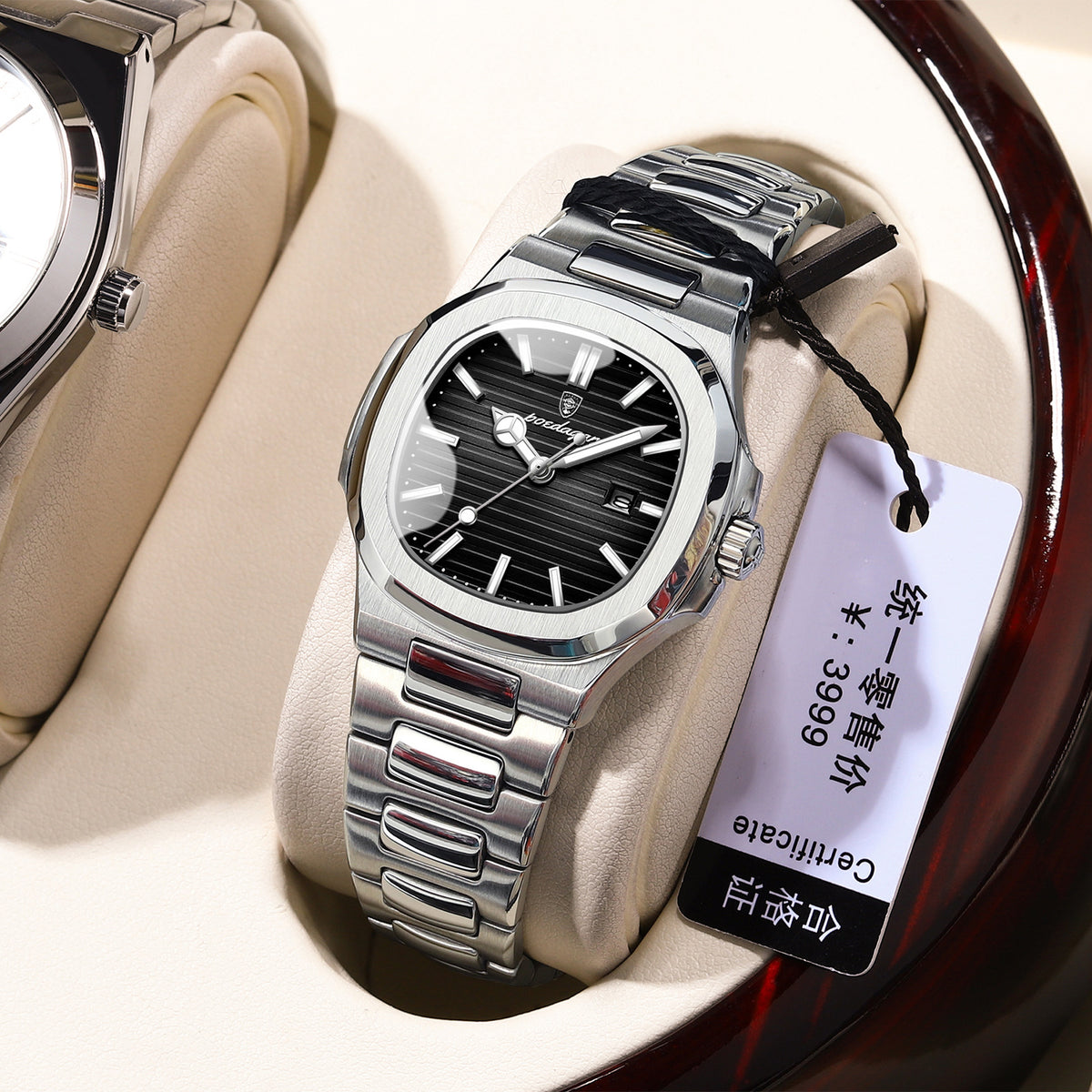 Women's Two-Tone Blue Quartz Watch - Square Dial