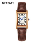 Men's Coffee Silver Rectangular Watch - Roman Numerals