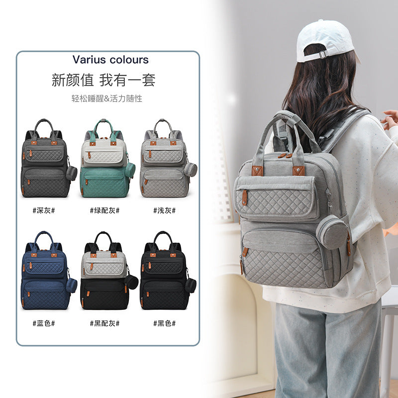 Amazon's hot selling mommy bag European and American fashion multi-pocket portable mother and baby bag for going out large capacity lightweight mommy bag