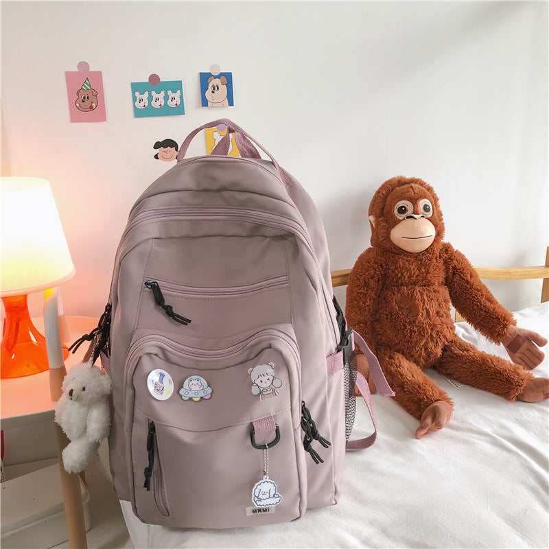 Large capacity multi-pocket schoolbag female college student backpack 15.6 inch computer bag junior high school high school campus backpack
