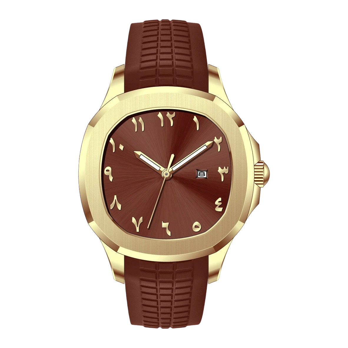 Men's Arabic Dial Sports Watch – Silicone Strap & Quartz | Aladinae