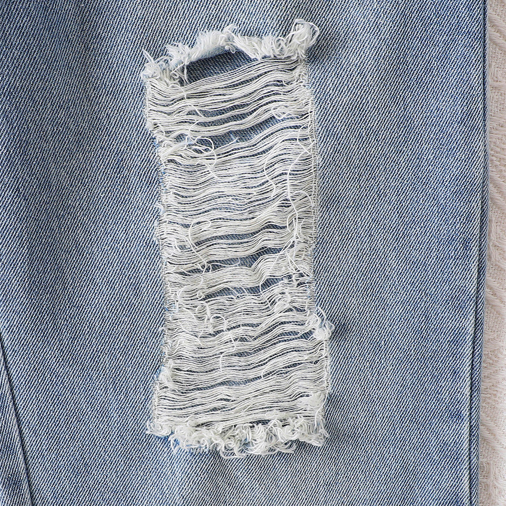 Foreign trade cross-border European and American summer sweet cool girl suits, irregular suspenders for middle-aged children, ripped denim pants suits