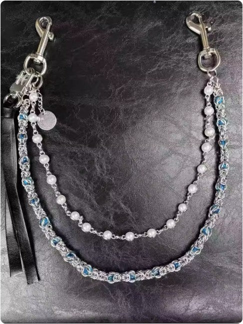 24ss Pioneer Simple Double Layer Clip Beads Handmade Trouser Chain