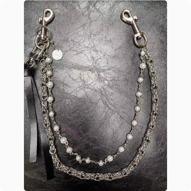 24ss Pioneer Simple Double Layer Clip Beads Handmade Trouser Chain